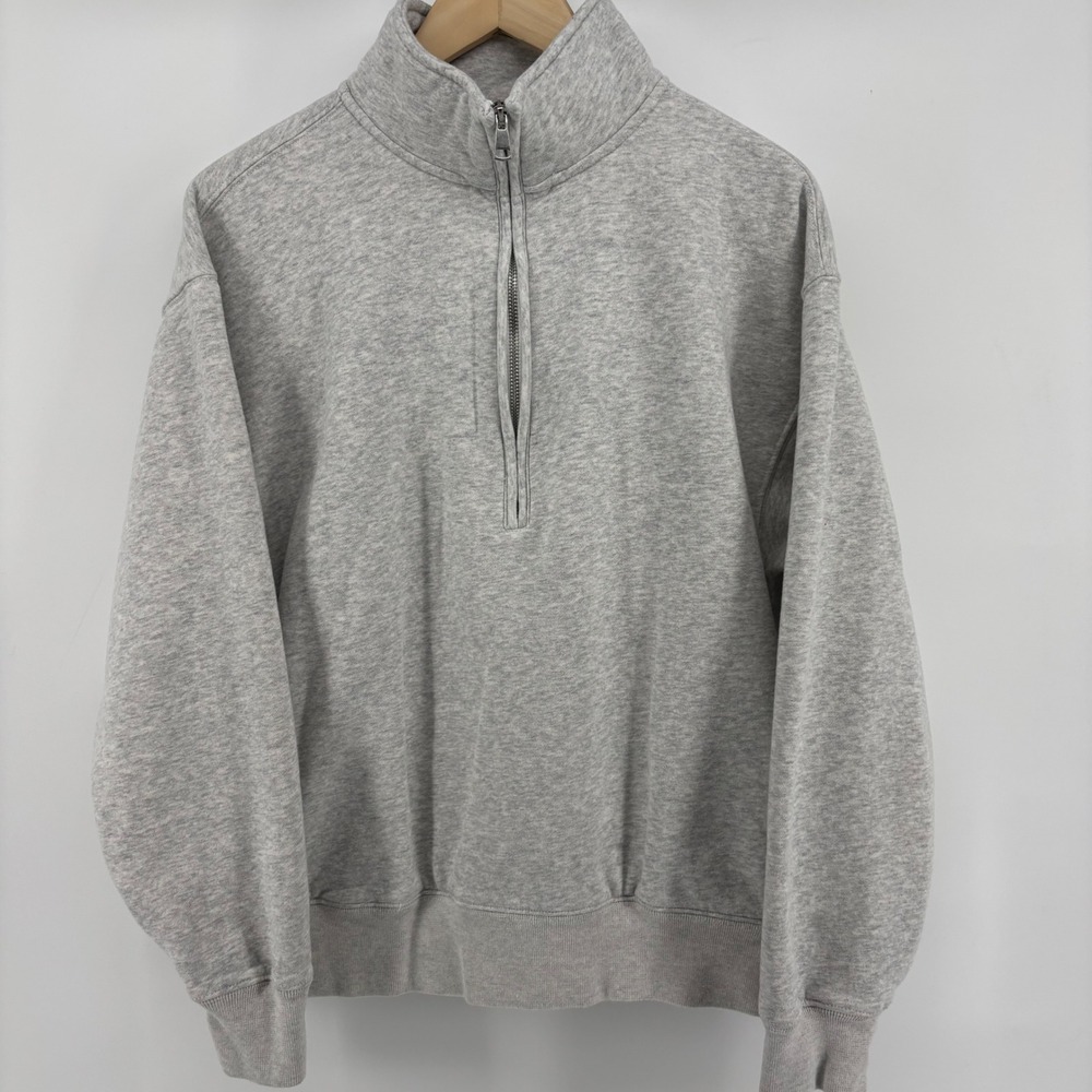 Abercrombie &‎ Fitch Quarter Zip Sweatshirt Womens S Grey Max Essentials Comfy - Picture 6 of 7